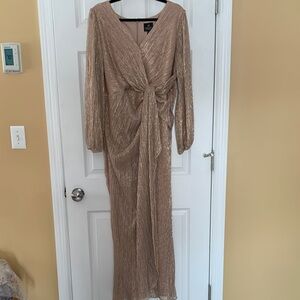 Adrianna Papell Metallic Long Sleeve Dress